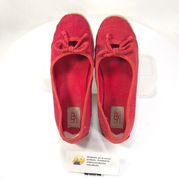 UGG Canvas Casual Ballet Flats Slip On Womens Size 8 1008397 Red - Picture 6 of 9
